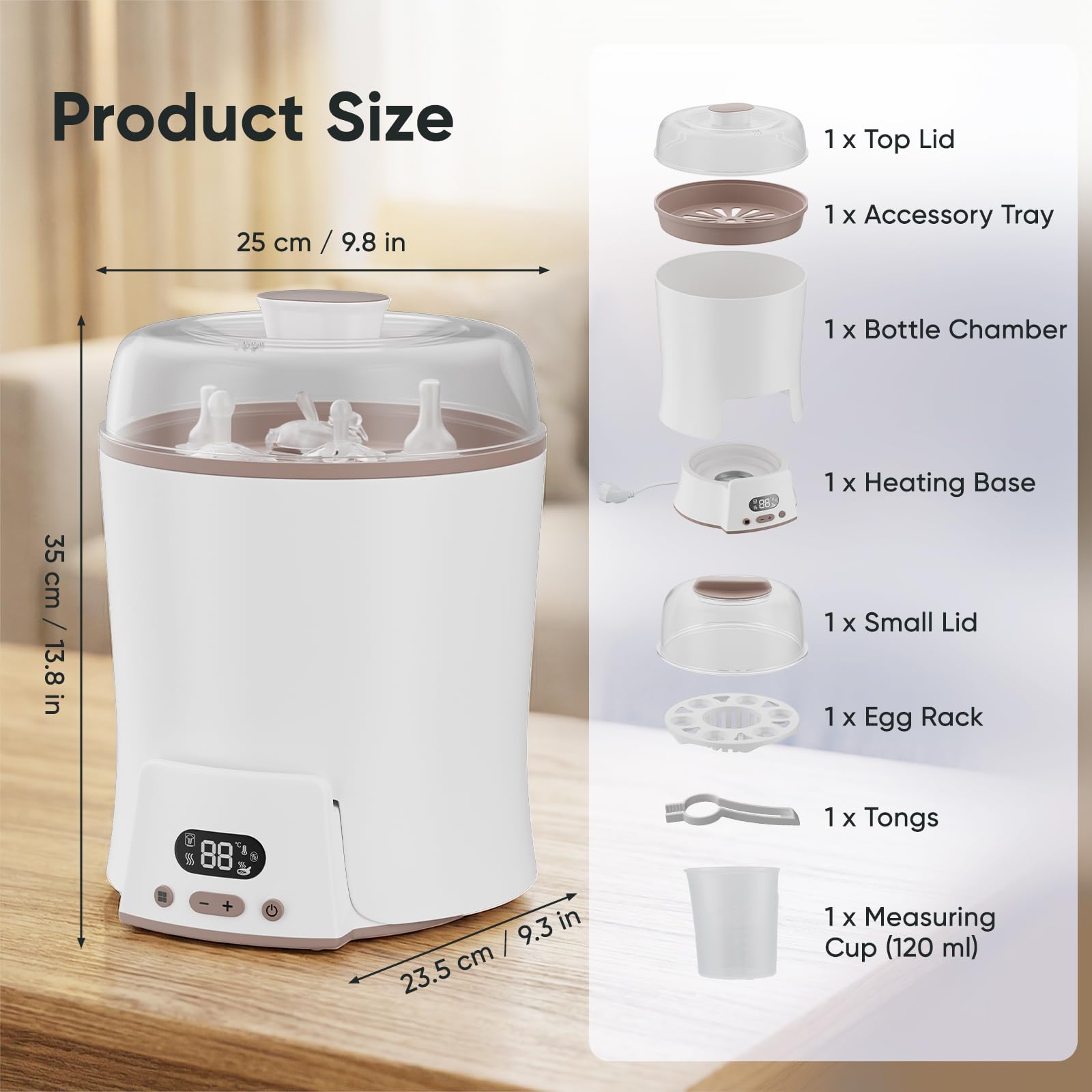 Sterilizzatore per biberon 6 in 1 – Sterilizzazione a vapore, asciugatura, scaldalatte, scalda alimenti e cuoci uova, capacità 6 bottiglie, senza BPA, per articoli per neonati, biberon e accessori per