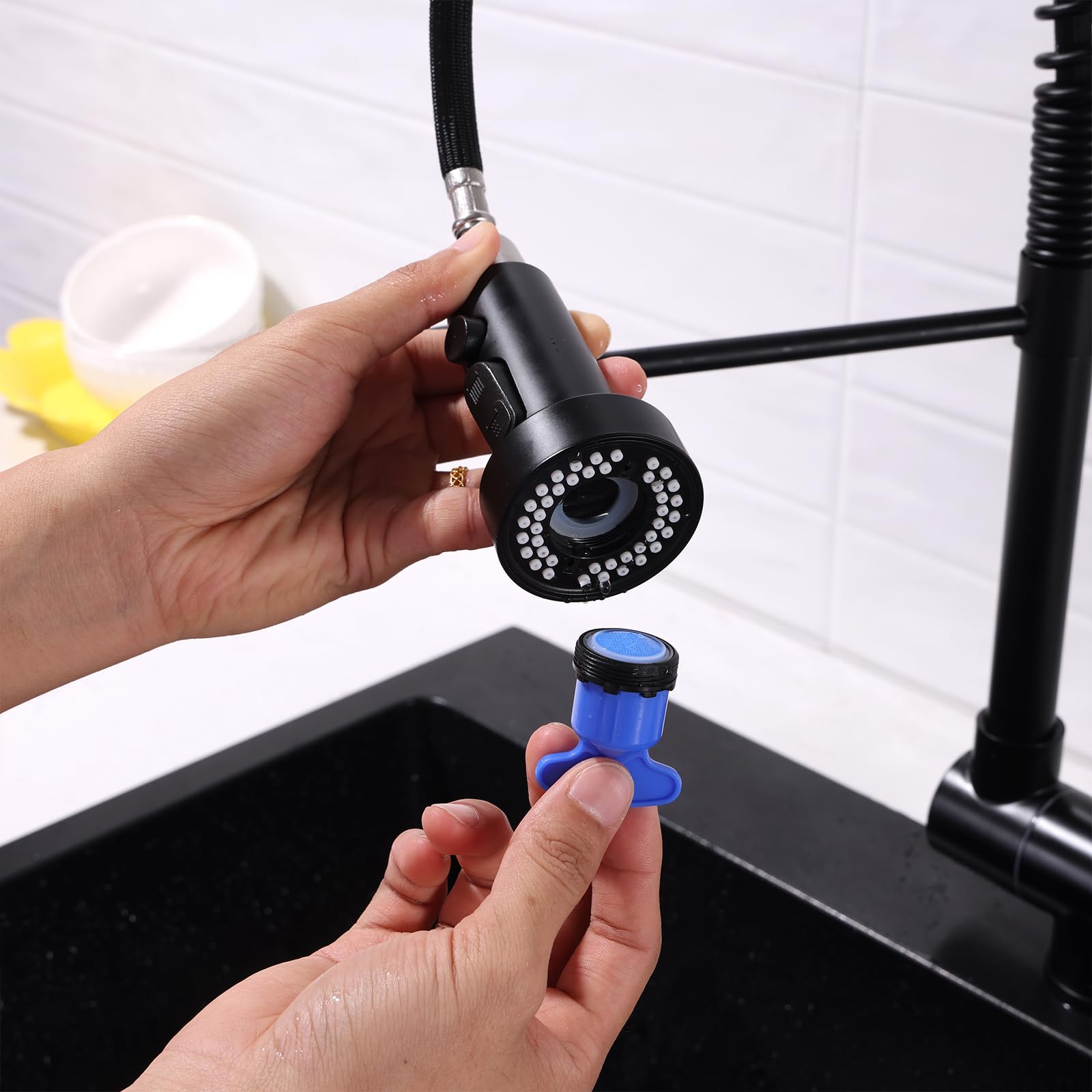 XJTNLB Grifo Fregadero Muelle Grifos Cocina Fregadero Abatibles Cepillado Grifo Extraible Cocina Acero Inoxidable con 3 Modos de Descarga de Agua