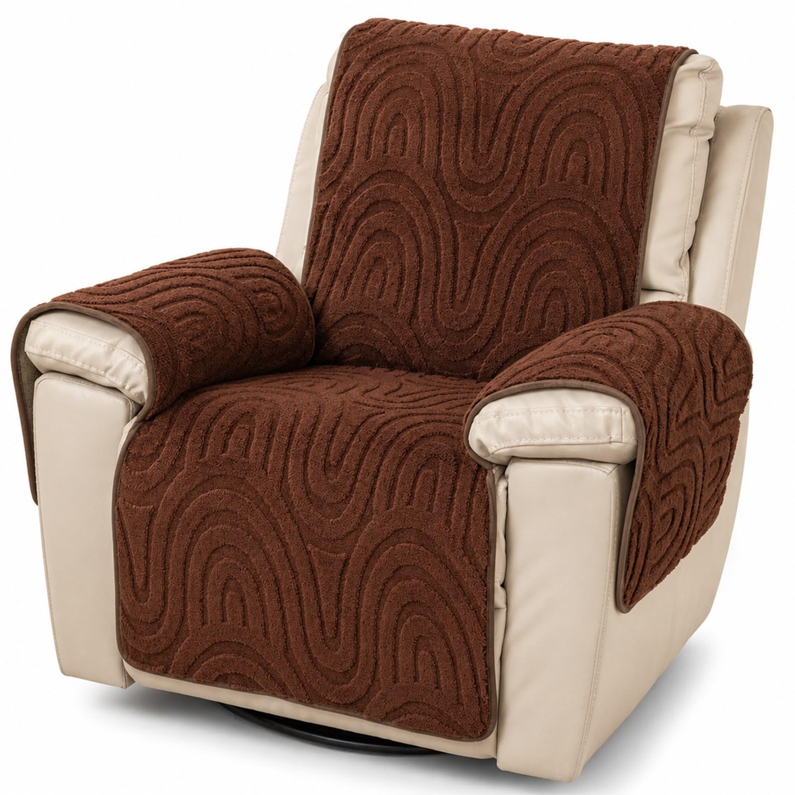 GZGLZDQ Recliner Chair Cover Non-slip, Armchair Cover Pet-safe Washable, Recliner Sofa Covers in Short Plush, Breathable Armchair Cover for Single Chairs Recliners Armchairs(E-dark chestnut)