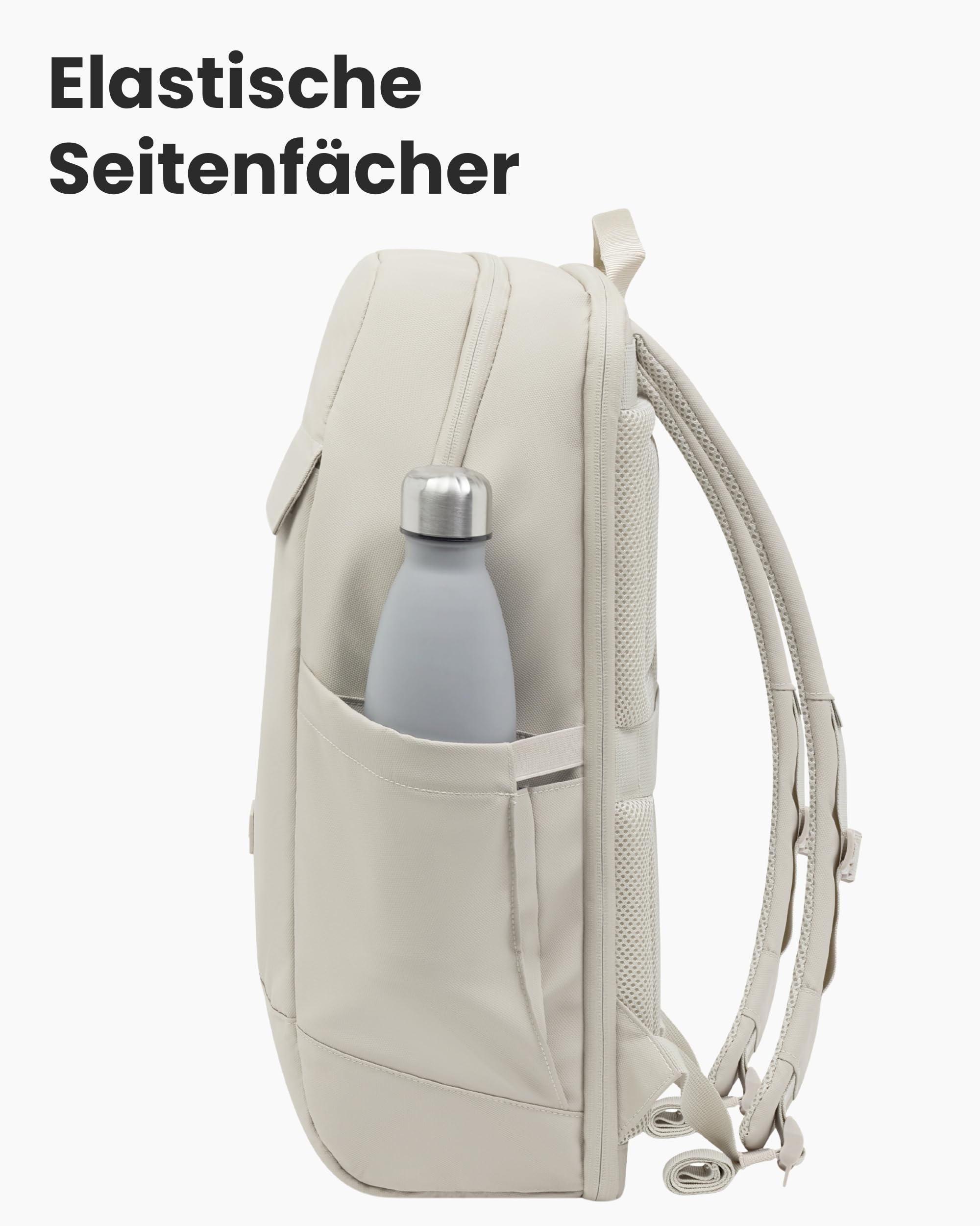 LARKSON Business Laptop Rucksack Herren Beige - Bjarne - Großer Arbeitsrucksack mit 17 Zoll Laptopfach - Handgepäck mit Kofferöffnung - Wasserabweisend