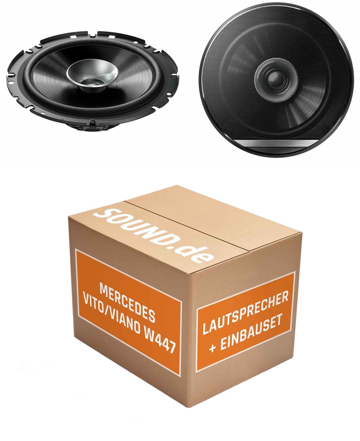 Lautsprecher Boxen Einbaupaket für Pioneer TS-G1710F kompatibel mit Mercedes Vito/Viano W447 vorne | 2X Tief-Mitteltöner mit integriertem Hochtöner 280W MAX