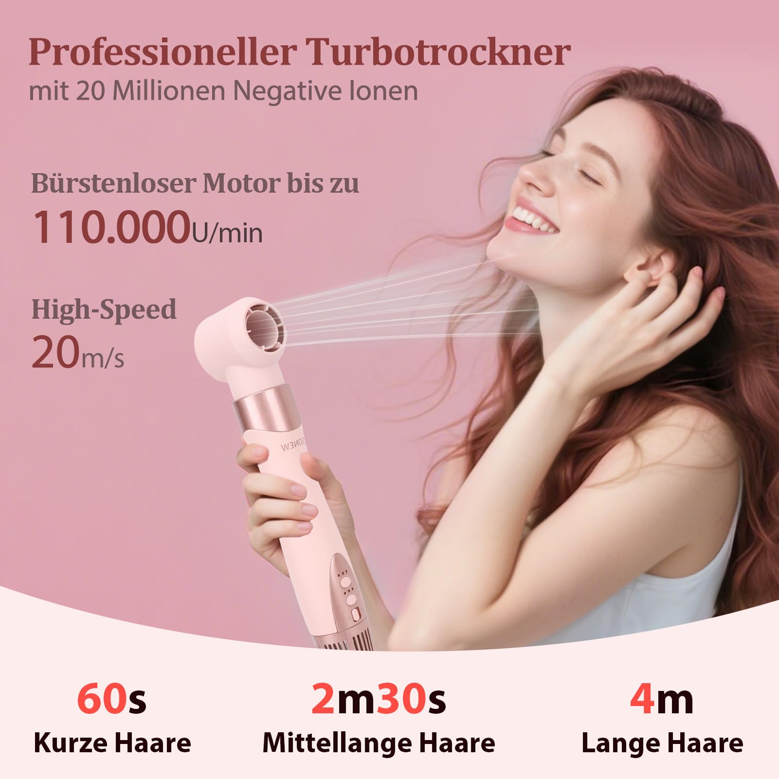 6-In-1 Hairstyler & Airstyler con Ionen, Lockenstab Mit Coanda-Effekt | Multi Hairstyler(Föhn / Warmluftbürste / Glättbürste / Lockenstab), 1200W, 106.000 U/Min, Mit Reisetasche