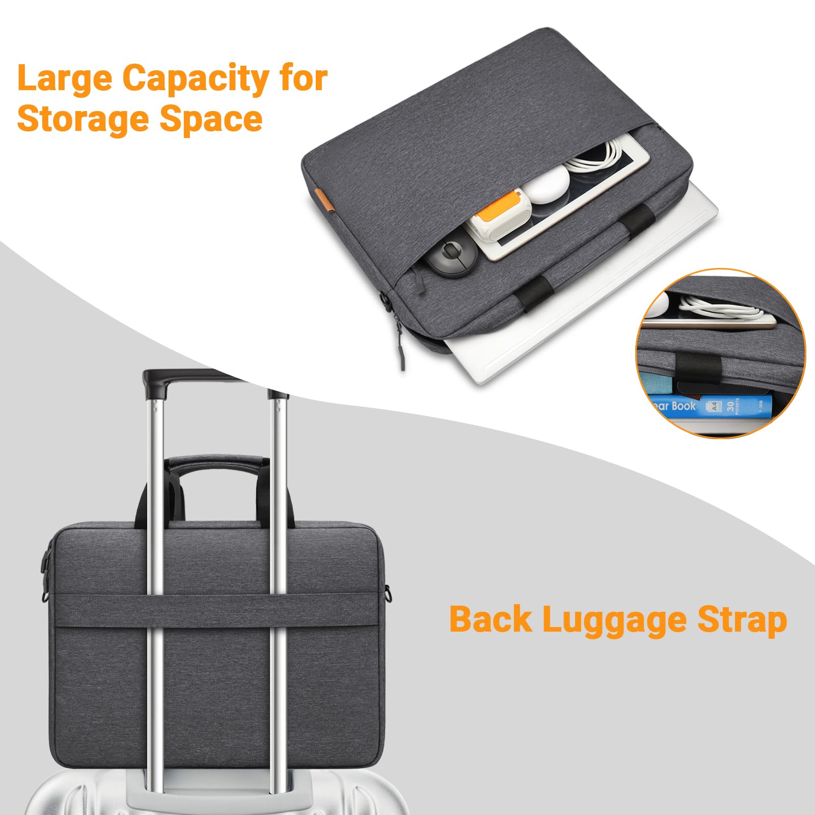 ZYB Impermeabile Borsa Porta PC Tracolla Custodia Portatil 17-17.3 Pollici per 17-17,3 Pollici Computer Notebook Lenovo Acer ASUS Vivobook Dell HP Samsung Laptop-Grigio Scuro