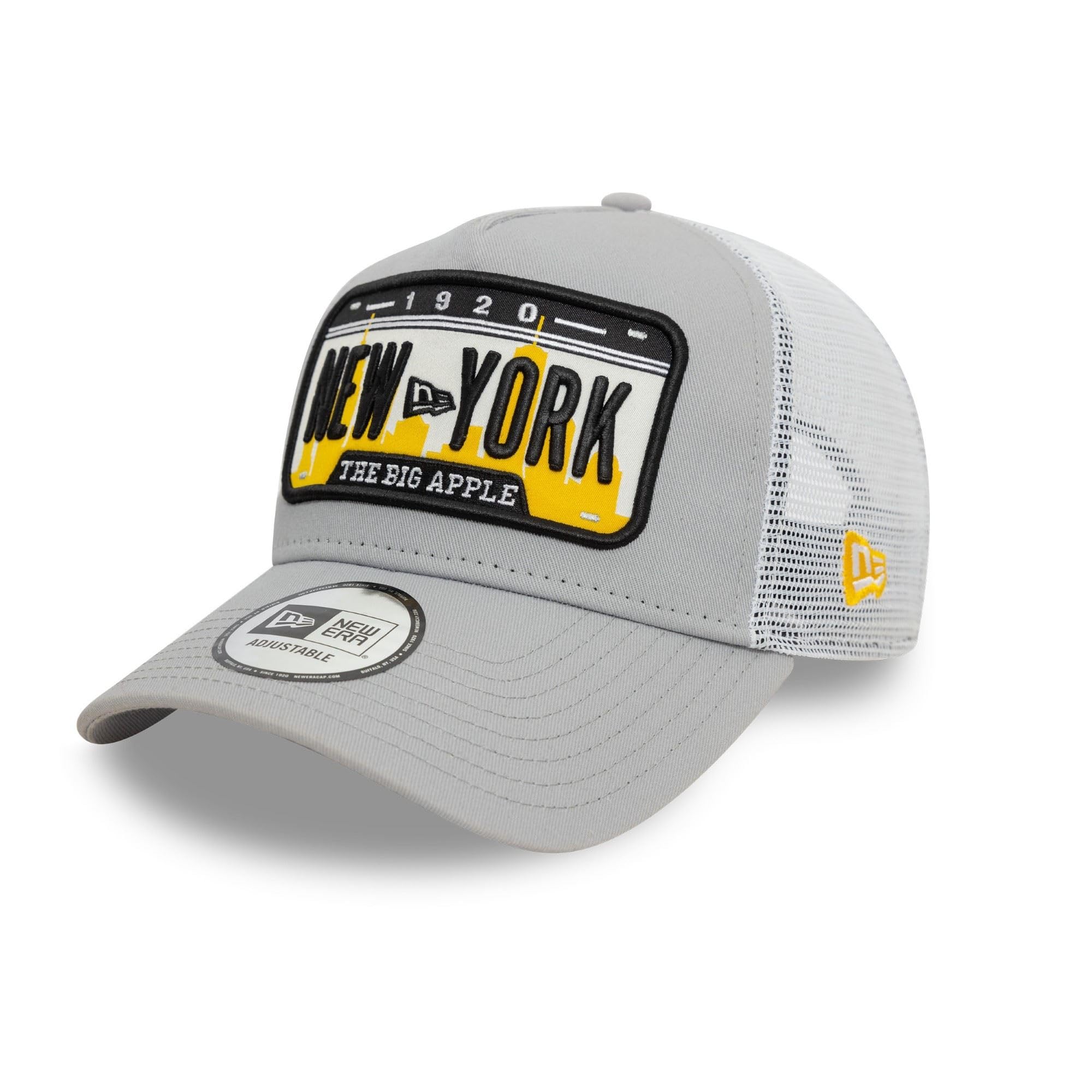 New Era Trucker Cap New York Big Apple hat Adjustable Curved Visor mesh Grey