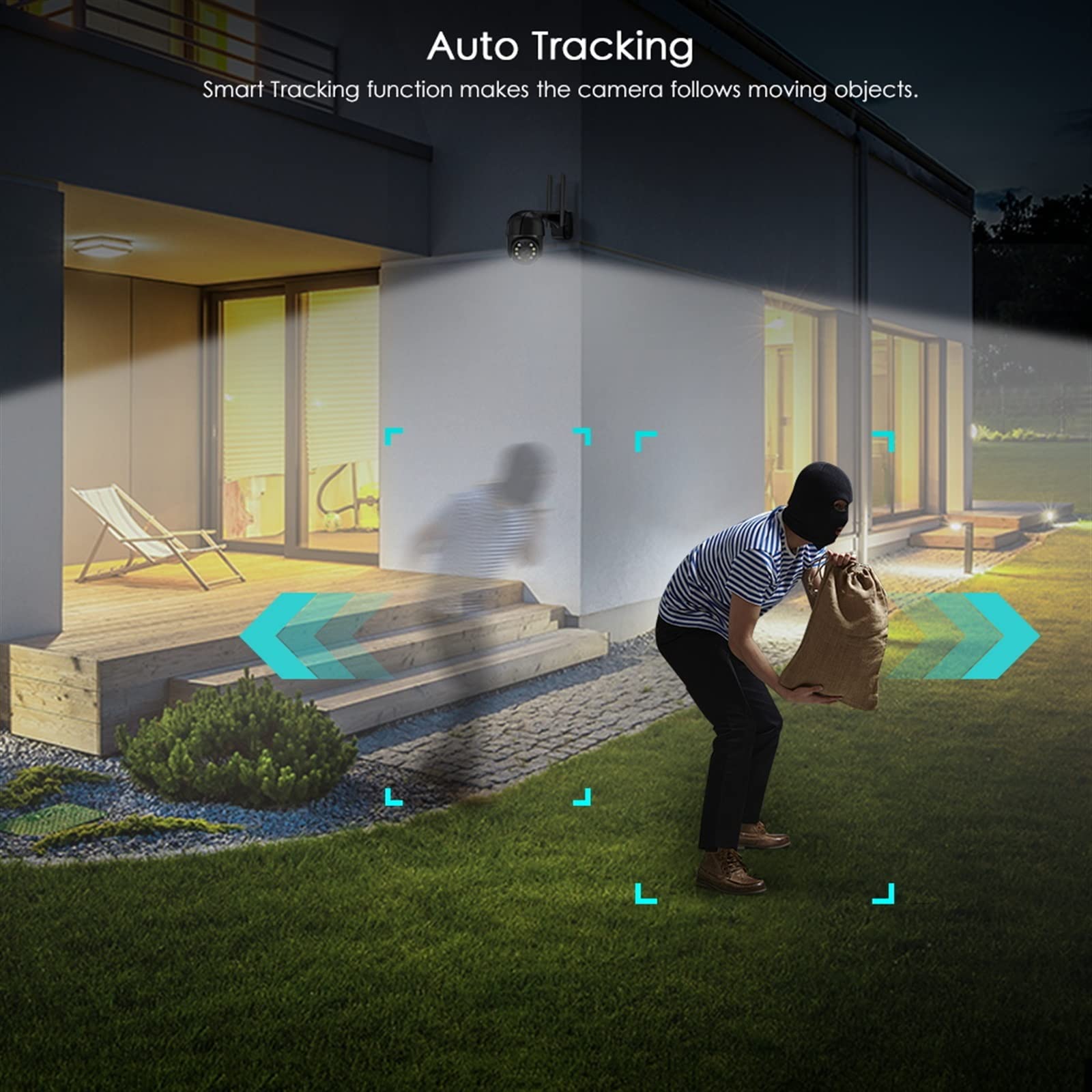 cámara de seguridad gran angular, Cámara IP 4K 8MP Wifi 5MP H.265 Cámara PTZ inalámbrica for exteriores AI Tracking 3MP HD Cámara de seguridad 1080P CCTV Vigilancia P2P iCsee con diseño de amplificado