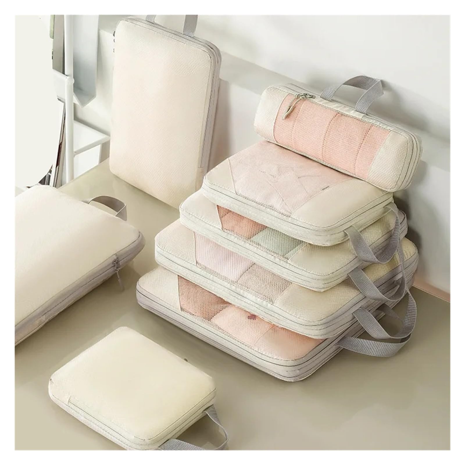 Generico Cubi da imballaggio a compressione for valigie Accessori viaggio Organizzatori espandibili Organizzatore leggero(4)