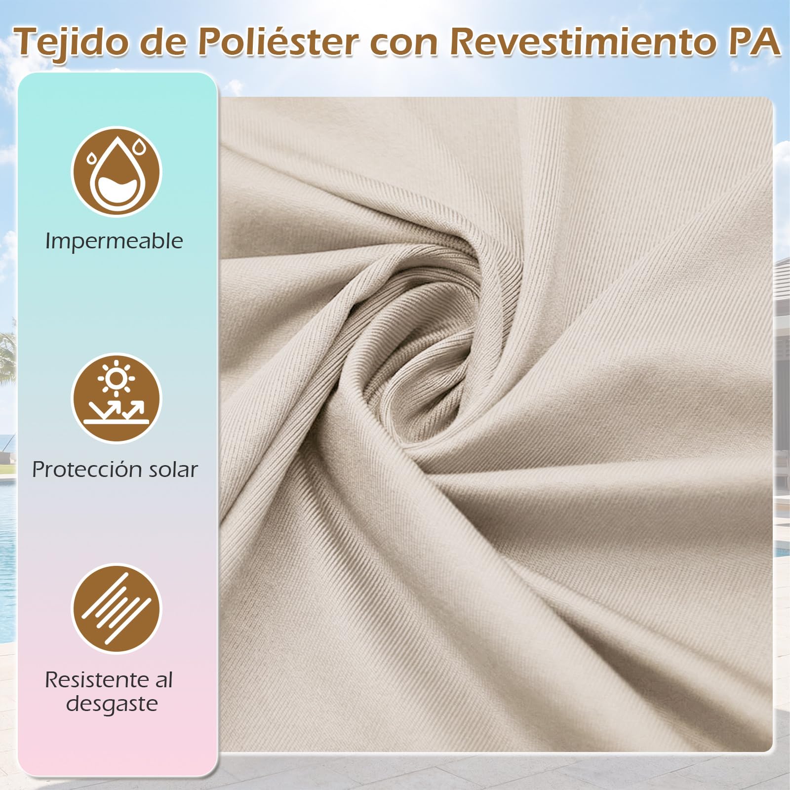 COSTWAY Sombrilla Doble Terraza Exterior 400 x 200 cm, Parasol Jardin Grande con Base Rellenable, Manivela, 12 Varillas, Sombrilla de Patio