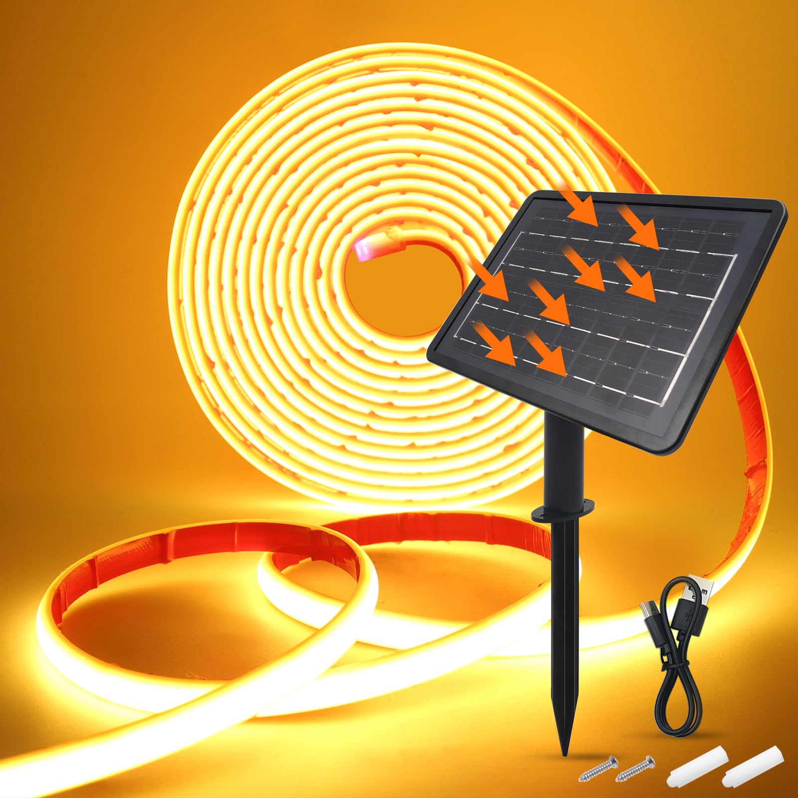 KISUFU 24V Solar Neon Light outdoor LED Strips, IP68 impermeabile 320 LEDs/m strisce LED con 1200mah 8 modalità solare con inserto di terra luce per casa giardino matrimonio festa di Natale.