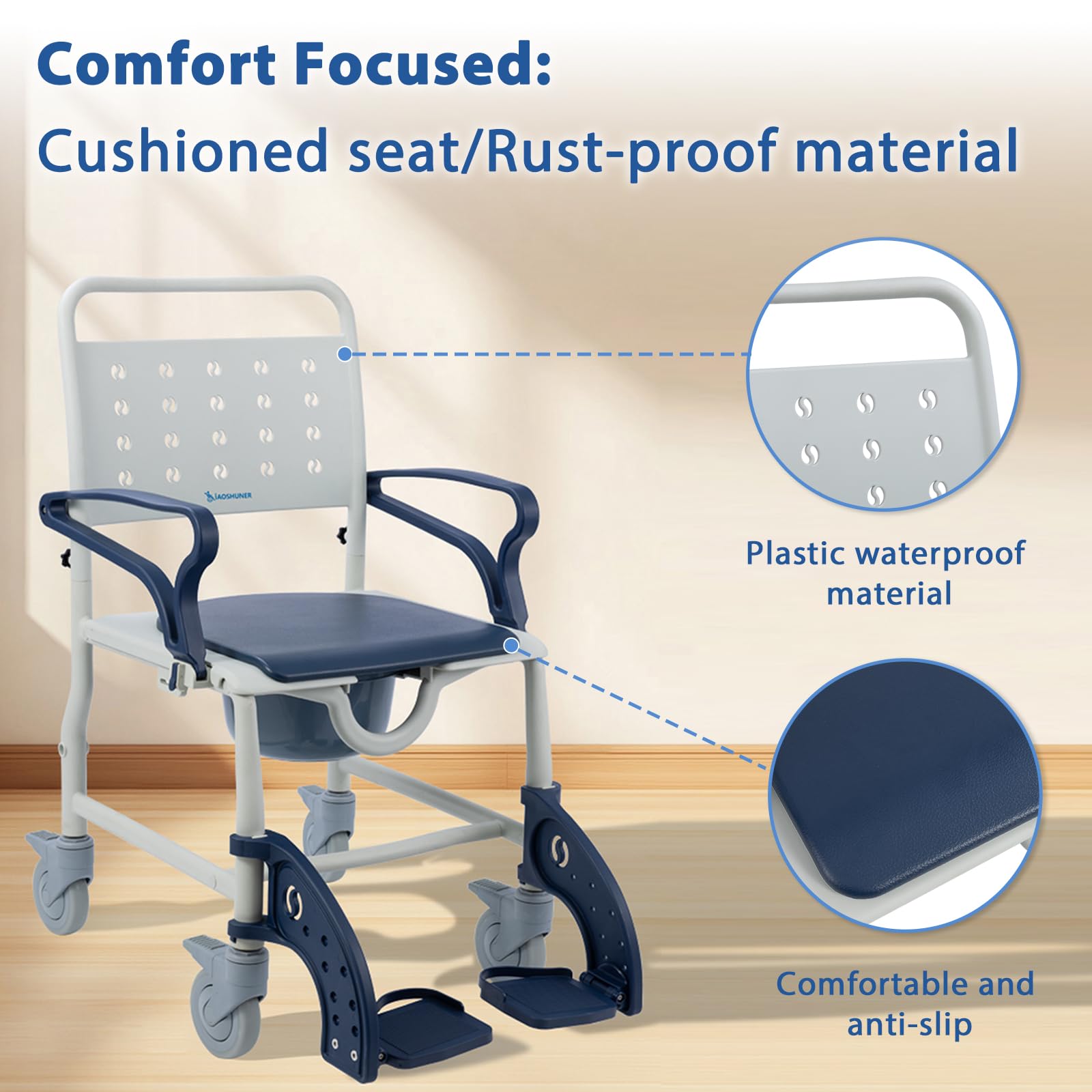 4-in-1 Rolling Shower Chair & Commode -5 4-in-1 Rolling Shower Chair & Commode -5