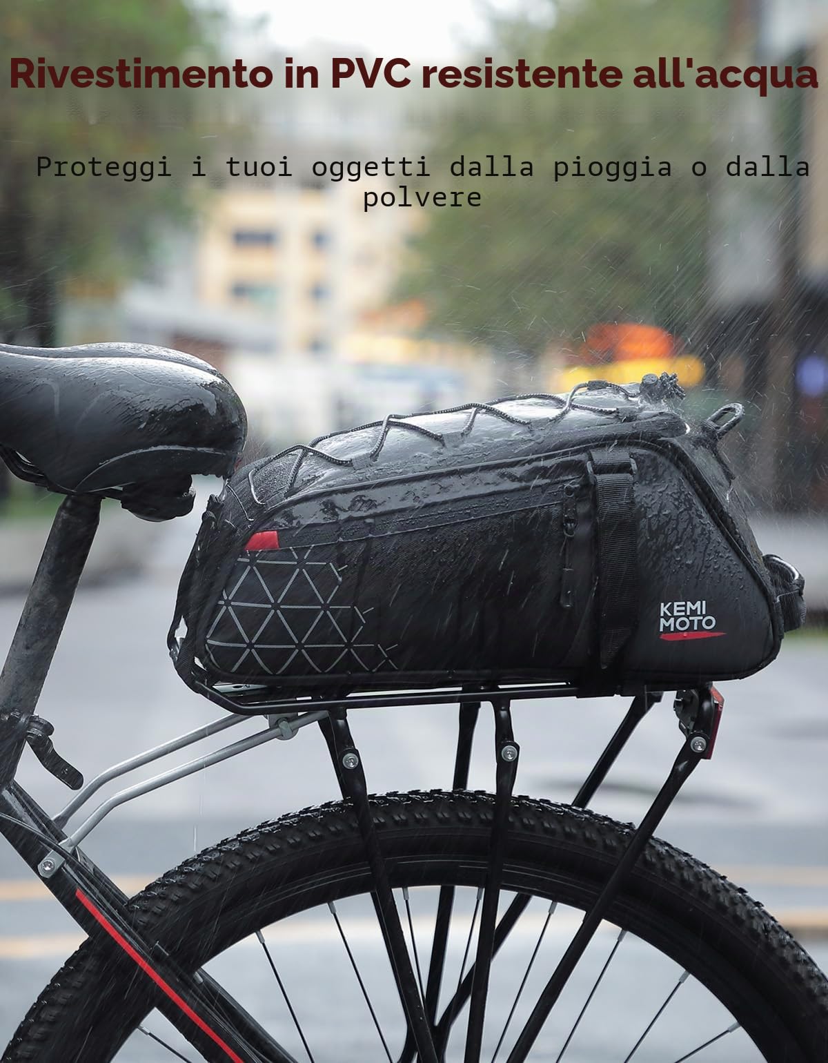KEMIMOTO 2 in 1 8L Borse per Bici Posteriore Laterali Impermeabile in PVC per Bicicletta Strada Mountain Bike Nero