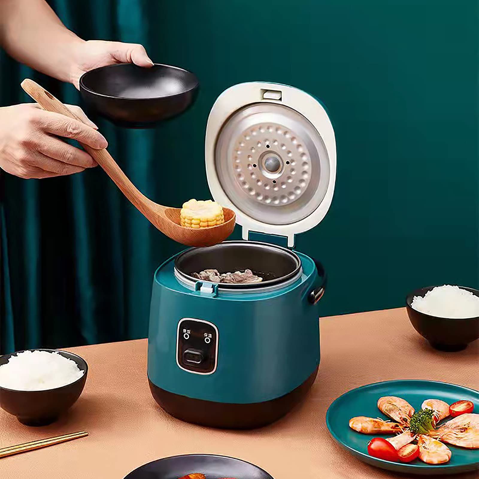 Cuiseur Riz, Petit cuiseur Riz pour Deux cuiseurs Multifonctions, Chauffe-Aliments, cuiseur Vapeur, Parfait pour 1 2 Personnes