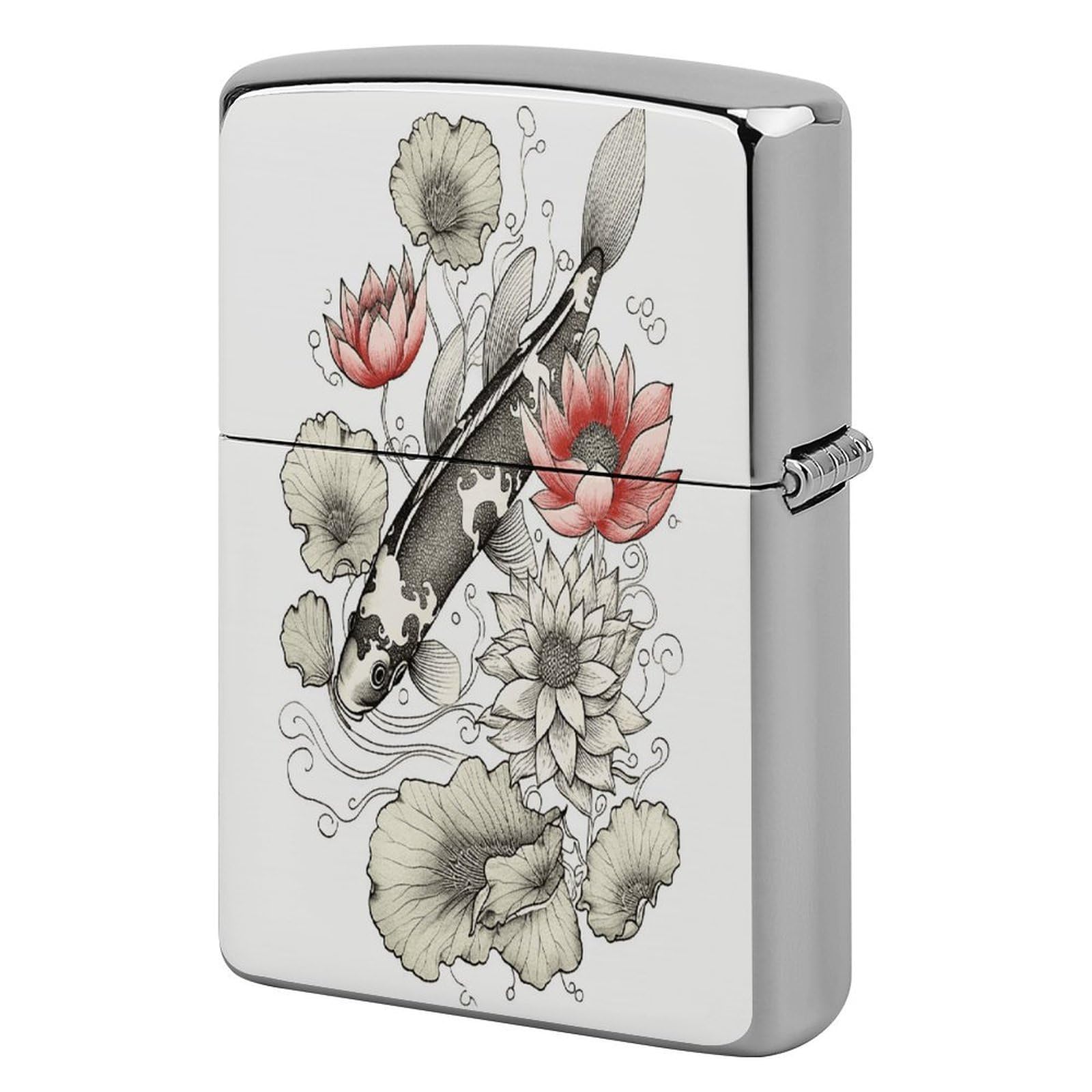 Btcowzrv Style Fish Japanese Carp Metal Lighter Case Sleeve Cover Holder