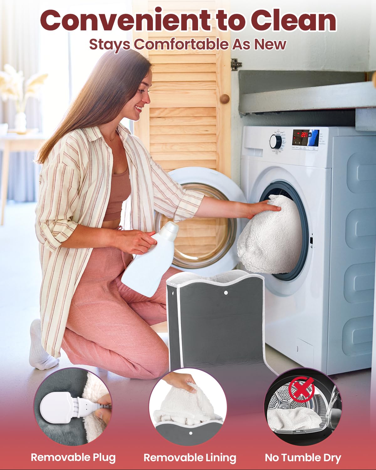 Elektryczny ogrzewacz do stóp, z 4 timerami i 6 poziomami temperatury (ciemnoszary)
