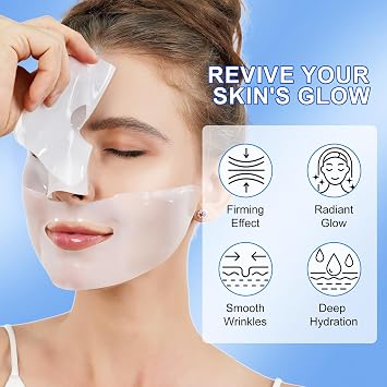 Bio Collagen Face Mask, Intense Hydration, Soothing & Hydrating Overnight Hydrogel Mask, Reduce Fine Lines & Wrinkles, Pore Minimizing, Elasticity Improvement, Anti Aging and Rejuvinating Sheets 6pcs