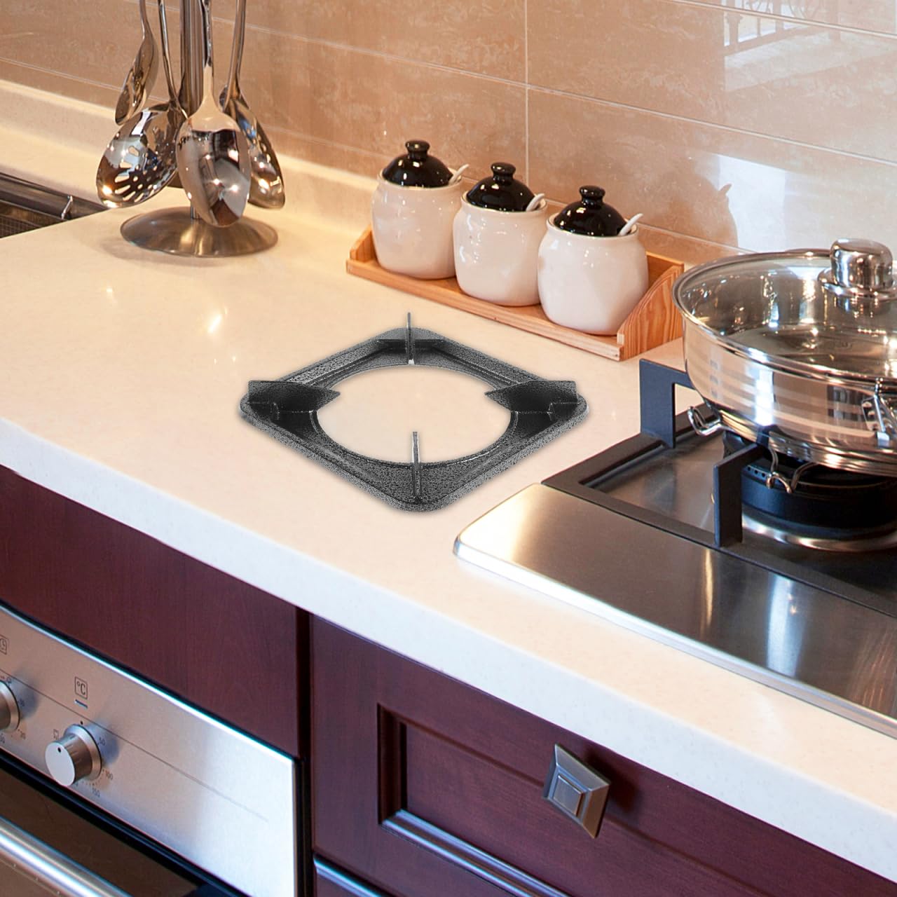 COLLBATH Gusseisen Wokring Gasherd Ständer Herdhalterung Rutschfeste Topfstütze Für Kleine Töpfe Effizientes Kochen Und Wärmeverteilung