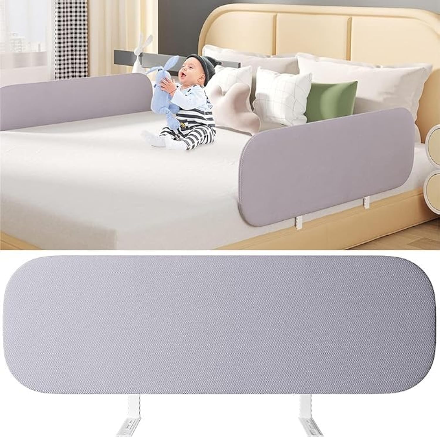 Foldable Crib Rail Guard,Toddler Bed Rails Guard,Universal Baby & Children Bed Rail,Upgrade Reinforced Safety Bed Fence Protector Rail for Cribs, Twin, Double, Full Size Queen & King Bed (70 Inch)