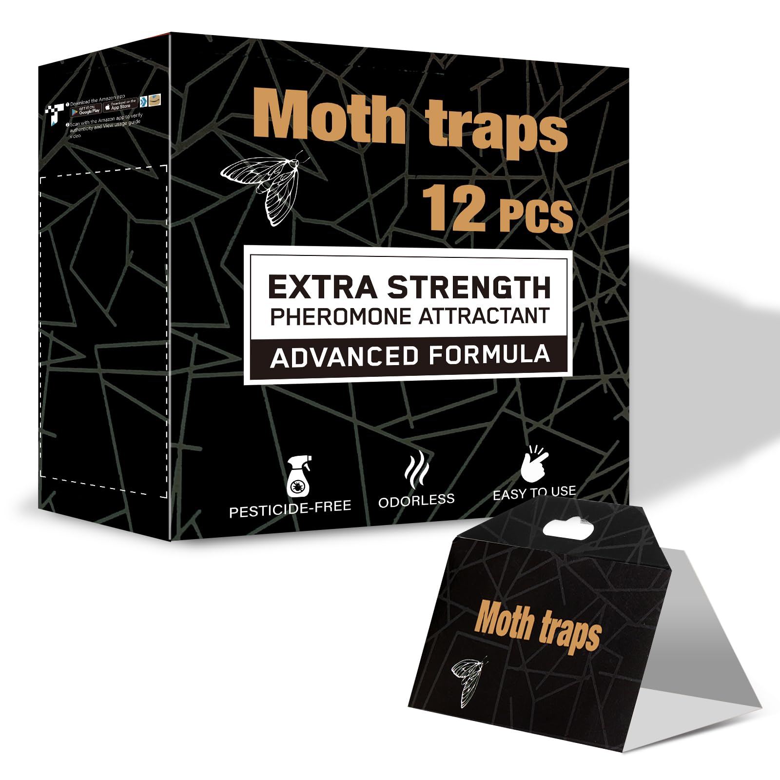 Upgraded Sticky Clothes &amp; Pantry Moth Traps with Pheromone Lure, 12 Pack