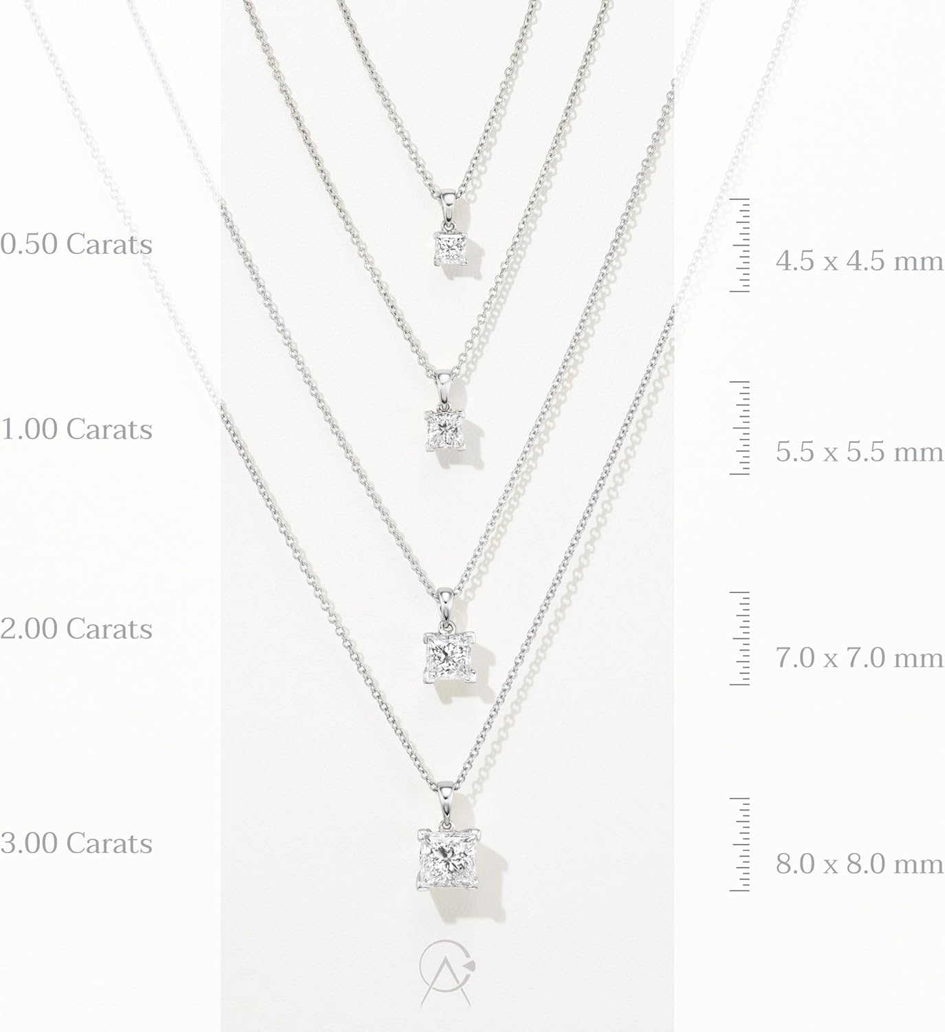 IGI Certified 1/4 to 3 Carat Princess Cut Lab Grown Diamond Square Solitaire Pendant Necklace for Women I 14k Gold Necklace (G-H, VS1-VS2, cttw) 16 to 18 Inch Adjustable Chain