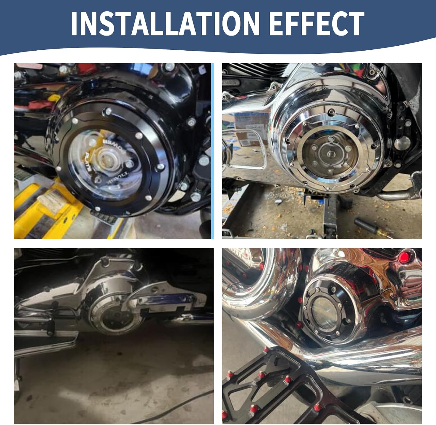 Derby Cover Timing Timer Cover Transparent Fit For Harely 99-2015 Touring Street Glide Electra Glide Road Glide Road King Trike 99-2017 Dyna Fat Bob Softail Night Train Fat Boy (Black)