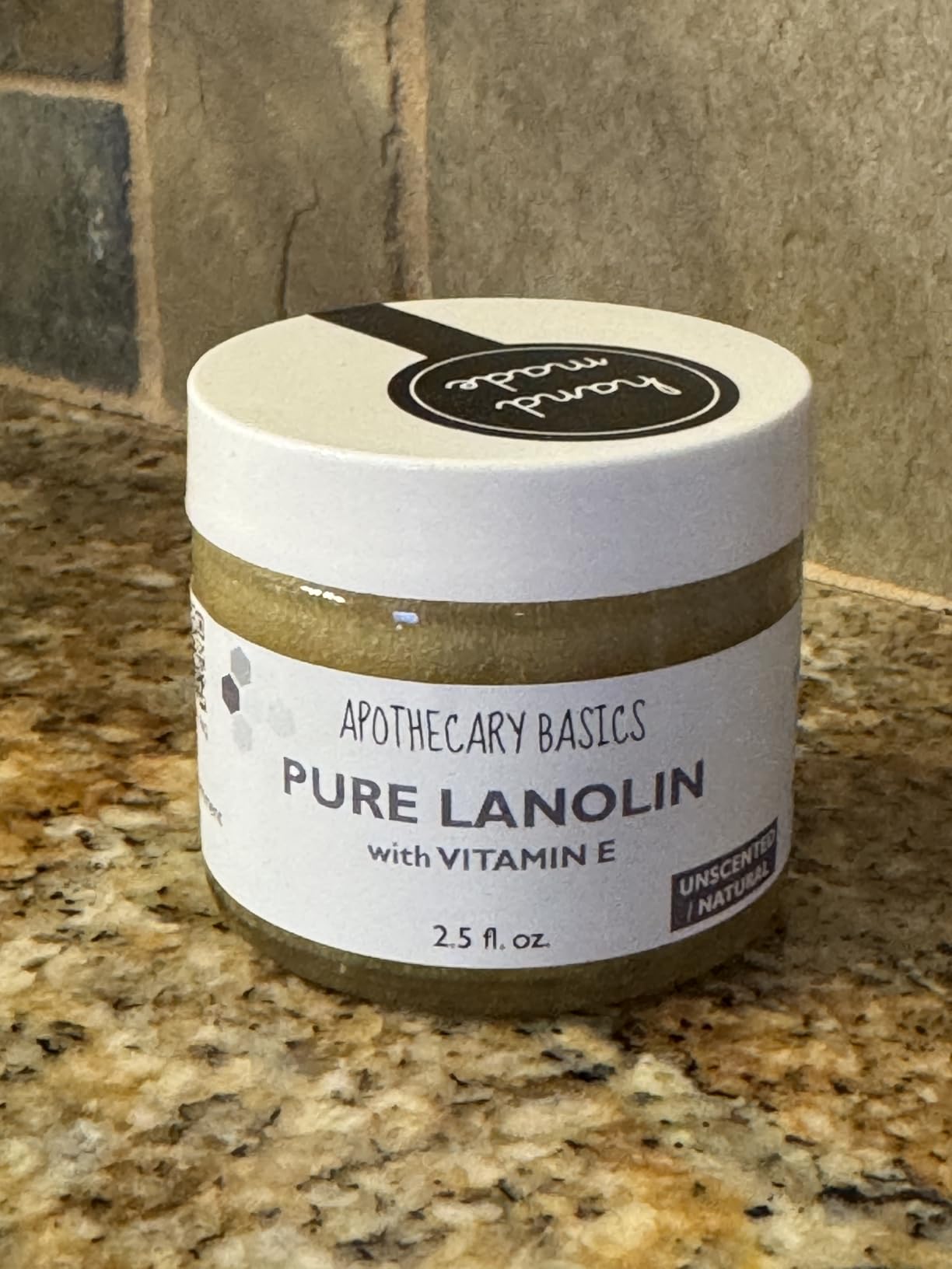 Apothecary Basics Lanolin & Vitamin E Balm – 100% Pure, Handmade, Petroleum-Free Moisturizer for Dry Skin, Lips & Nursing Care – Multi-Purpose for Hands, Face & Family Use – Glass Jar