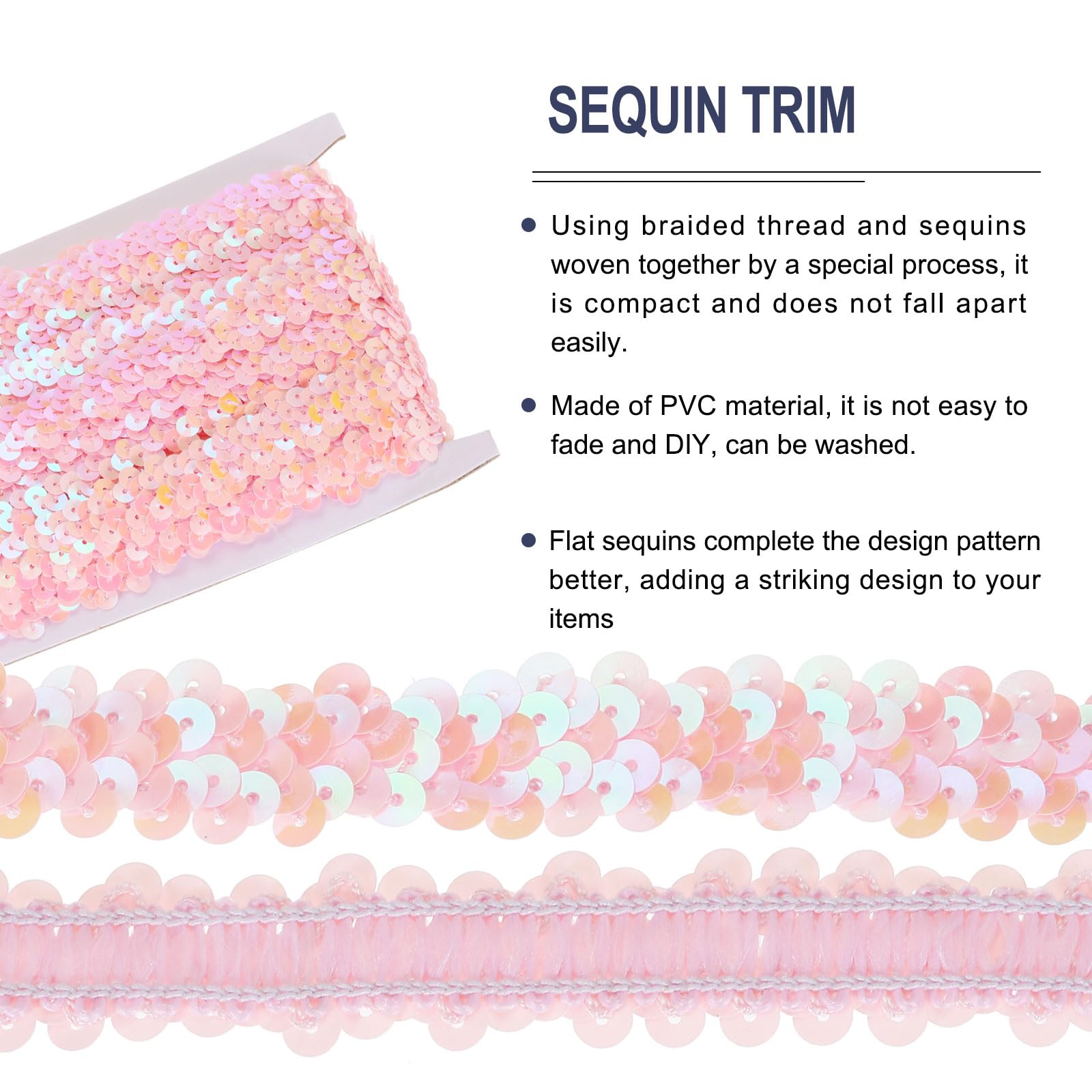 Elastische Pailletten Streifen - 11 Yards Regenbogen Farbband Für Basteln & Nähen