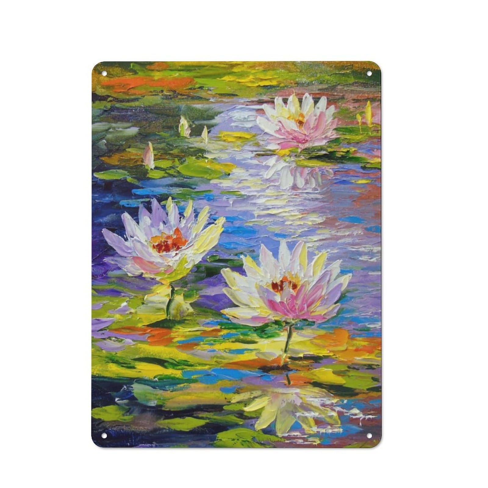 Junmoney Water Lilies In The Pond Tin Sign 40X30cm With For Home Bar Wall, Rustic Decor, For Kitchen, Dining Room And Home Bar Wall Decor