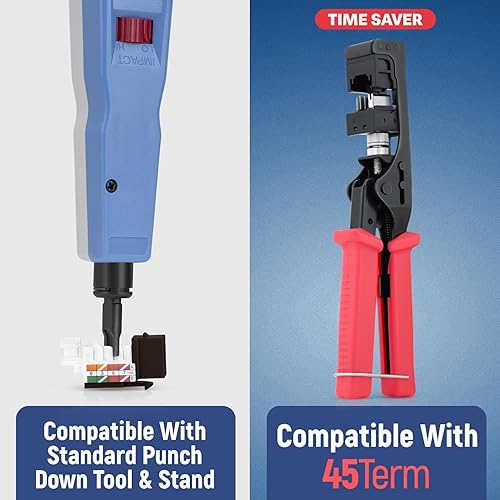 Miniatura 217 de Everest - Paquete de 50 conectores Keystone RJ45 Cat6 en ángulo de 45°, color blanco, conectores RJ45 hembra de perfil delgado, conector Keystone