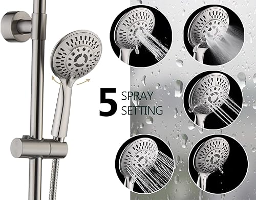Miniatura 3 de BRIGHT SHOWERS Sistema de cabezales de ducha de lluvia con filtro de ducha de alto rendimiento para agua dura, níquel cepillado