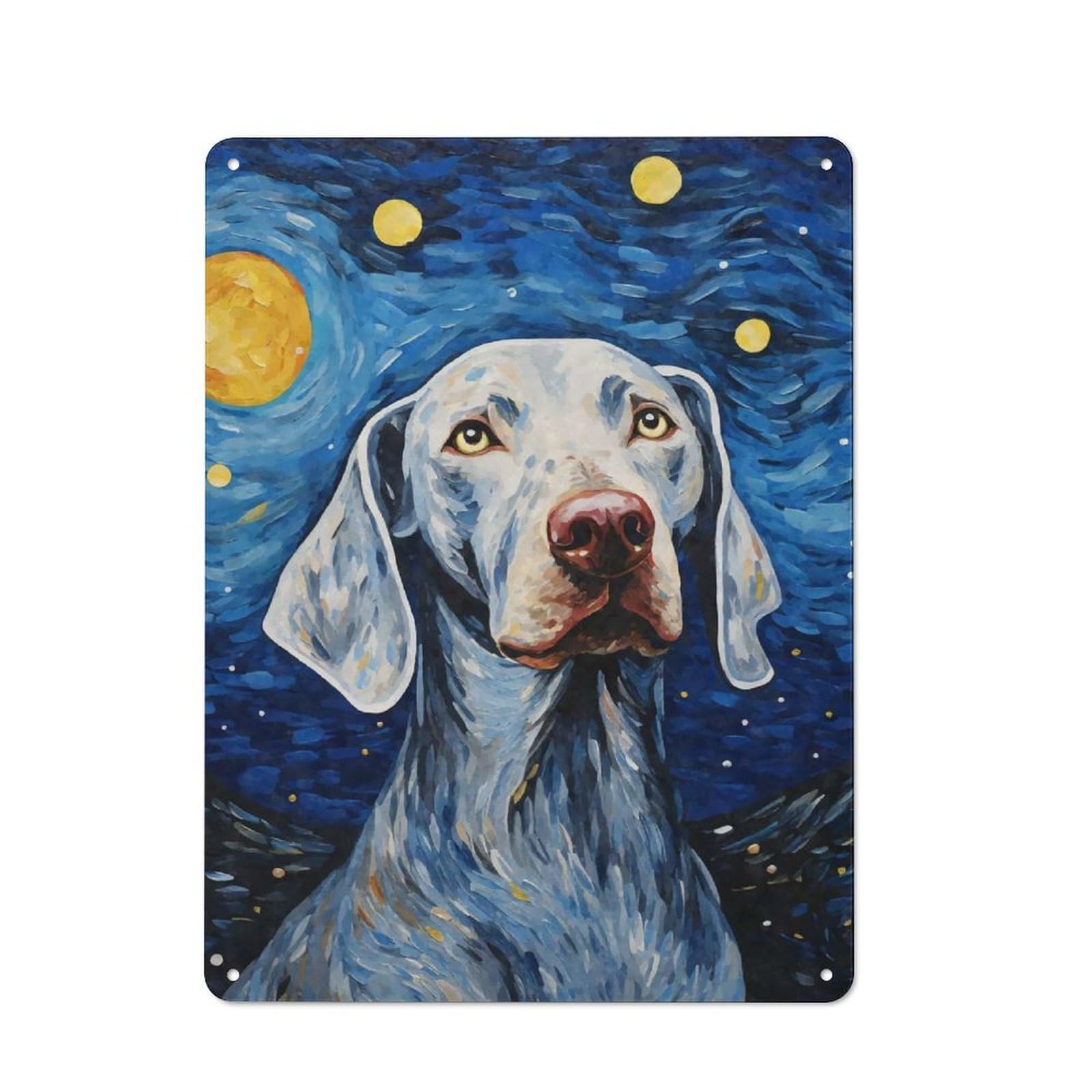 Junmoney Style-22 For Home Office Or Studio, Weimaraner Starry Night Rustic Tin Sign 40X30cm, For Vintage Wall Decor Fans, For Cafés, Pubs And Restaurants