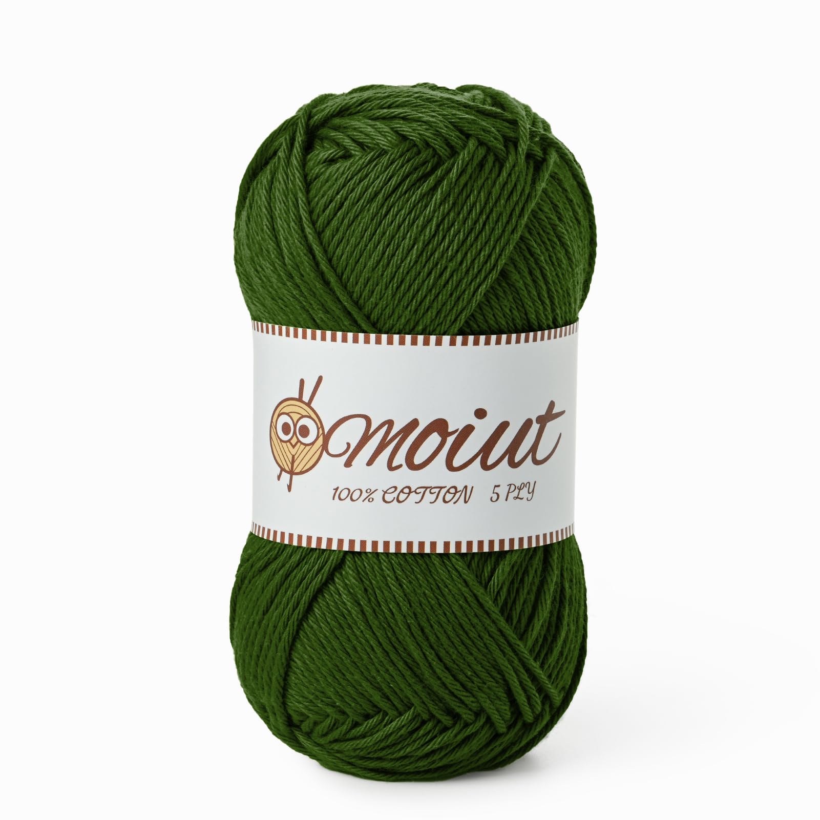 Cotton Yarn for Crocheting, Baby Yarn for Crocheting Soft, 131yds / 1.76oz Fluffy Amigurumi Crochet Yarn, 5 Ply 100% Milk Cotton Yarn for Puzzle、Socks、Clothes(Army Green)