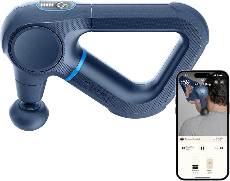 Pistola de masaje de tejido profundo Therabody Prime de sexta generación | Marina | Potente masaje de percusión con 5 velocidades y un diseño resistente y duradero para aliviar el dolor muscular y acelerar la recuperación