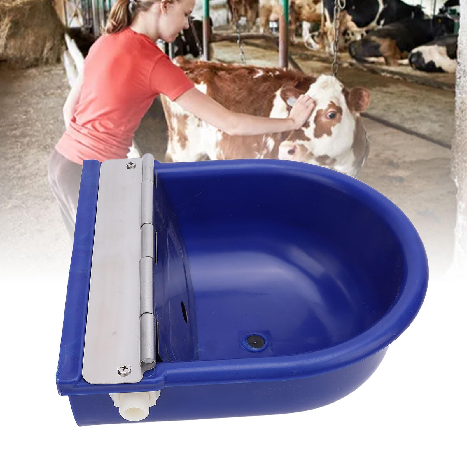 Mangiatoia Automatica per Bestiame in Acciaio Inossidabile, Livello Dell'acqua Regolabile, Ranch con Abbeveratoio per Bestiame per Cavalli, Bovini, Capre, Forniture per Animali (blu scuro)