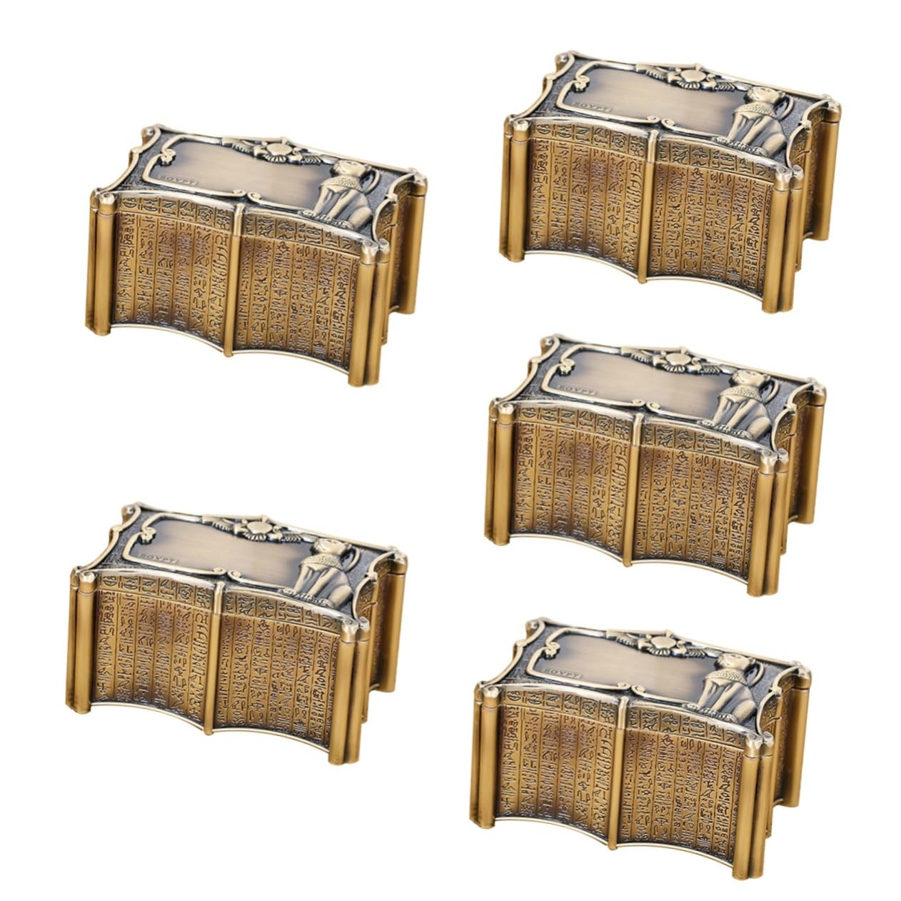 5 piezas de caja de almacenamiento egipcia, decoración de mesa, decoración de mesa, decoración retro, joyería, cofre del tesoro, joyería, escritorio, anillo, contenedor, soporte para joyas, decoración