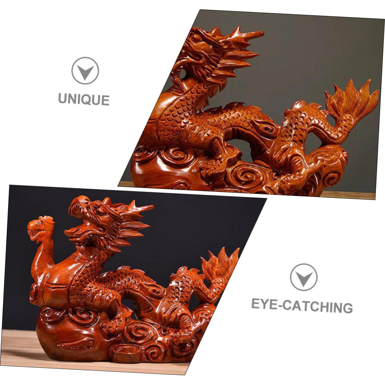 Amazon.co.jp: VINTORKY 木製 置物 龍の卓上装飾 花梨木彫刻工芸品