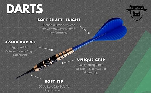 Miniatura 4 de SHOT TAKER CO. EST. 2017 Soft Tip Darts Set 12 pc Bar Darts  50 Extra Black 2BA Tips  3 of Each Color Fun Darts for 4 Players on ElectronicPlastic