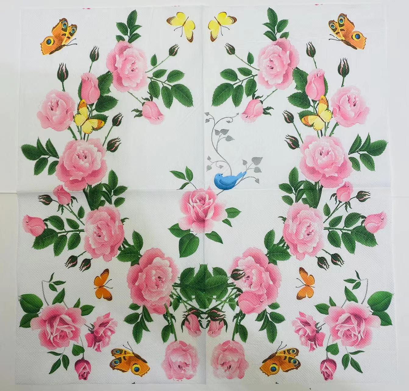 Serviette Papier Rose Bleu Animaux Serviette de Table Anniversaire Jetables Cocktail Mariage Décoration de Table pour les Partys Célébrations Papier Toilette 30 Paquet(33x33cm)