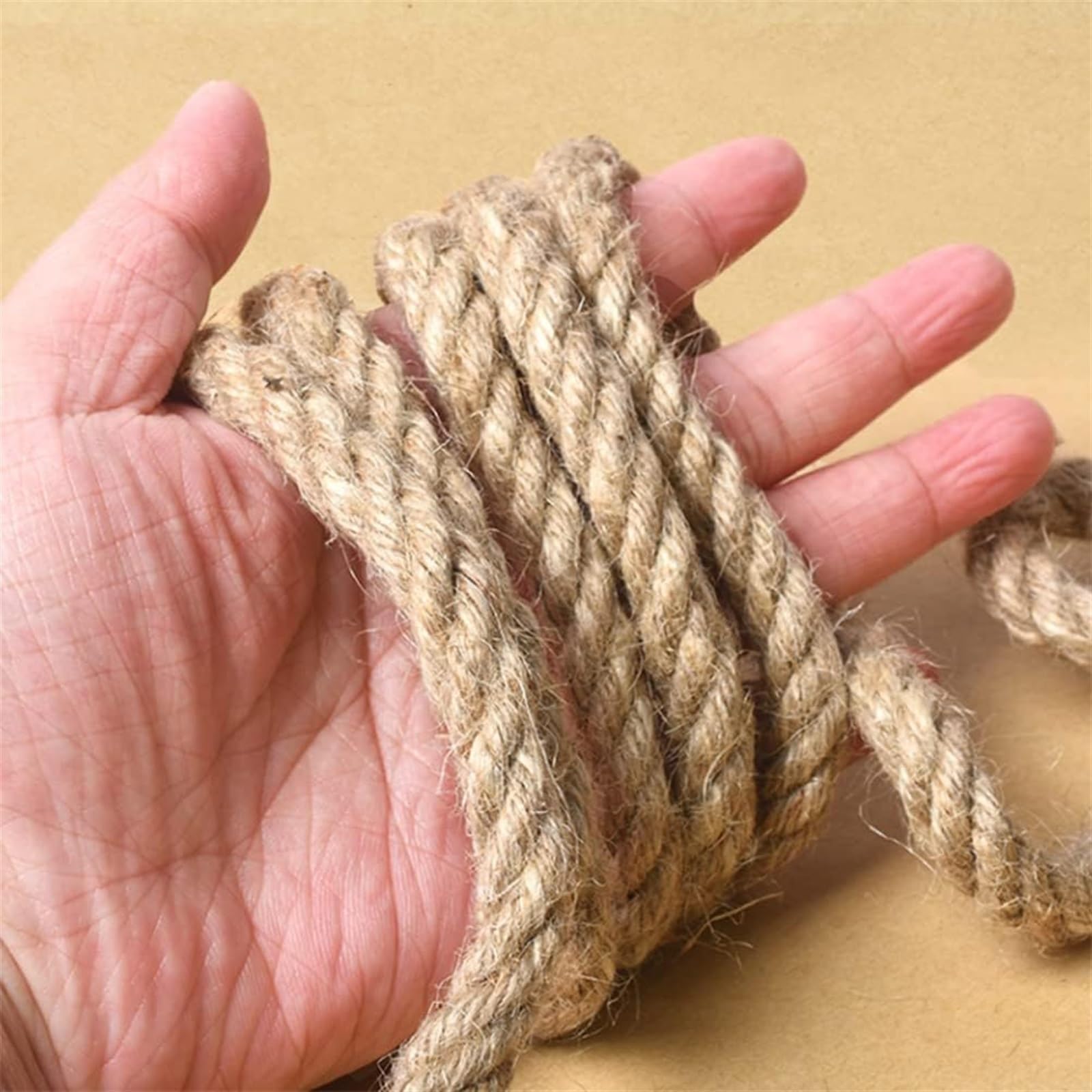 Natürliches Juteseil, Juteschnur for Gartenzäune, Jutehanfseil, natürliche Juteschnur mit Spule for Bündeln von Bastelseilen im Garten(10MM)