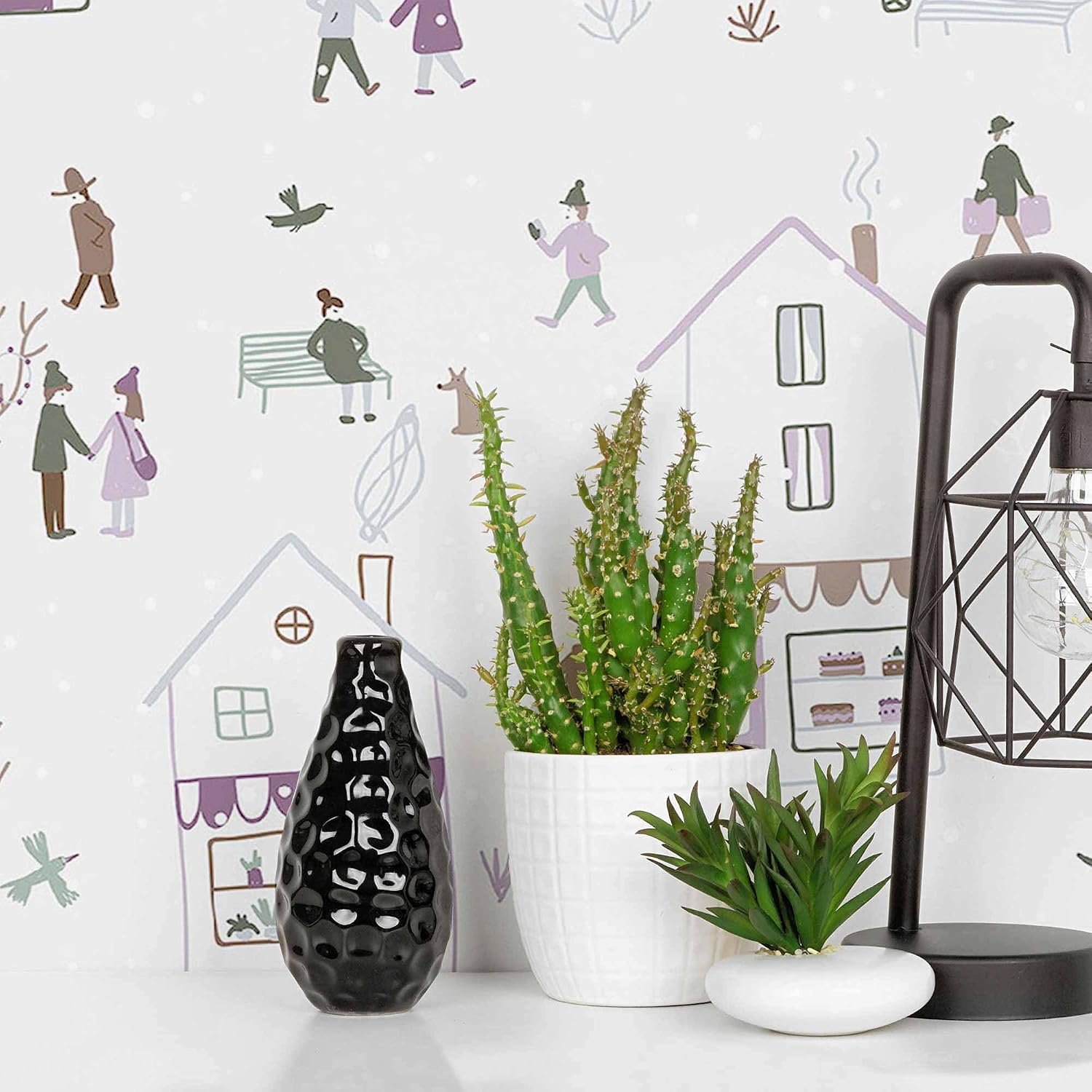 SpeedWallpaper Purple City Peel and Stick Removable Wallpaper 9462
