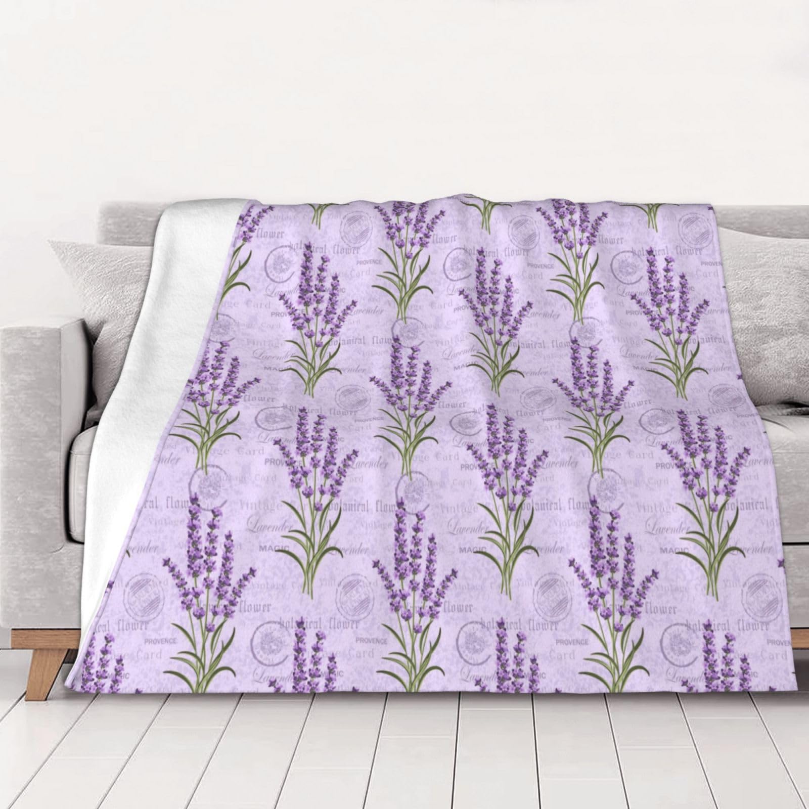 Wksgdsg Men's Lavender Stamp Soft Flannel Throw Blanket 200X150 Cm, Blankets, Anti-Pilling Lightweight Warm Bedding Blanket For Home Camp Cinema, Machine-Washable