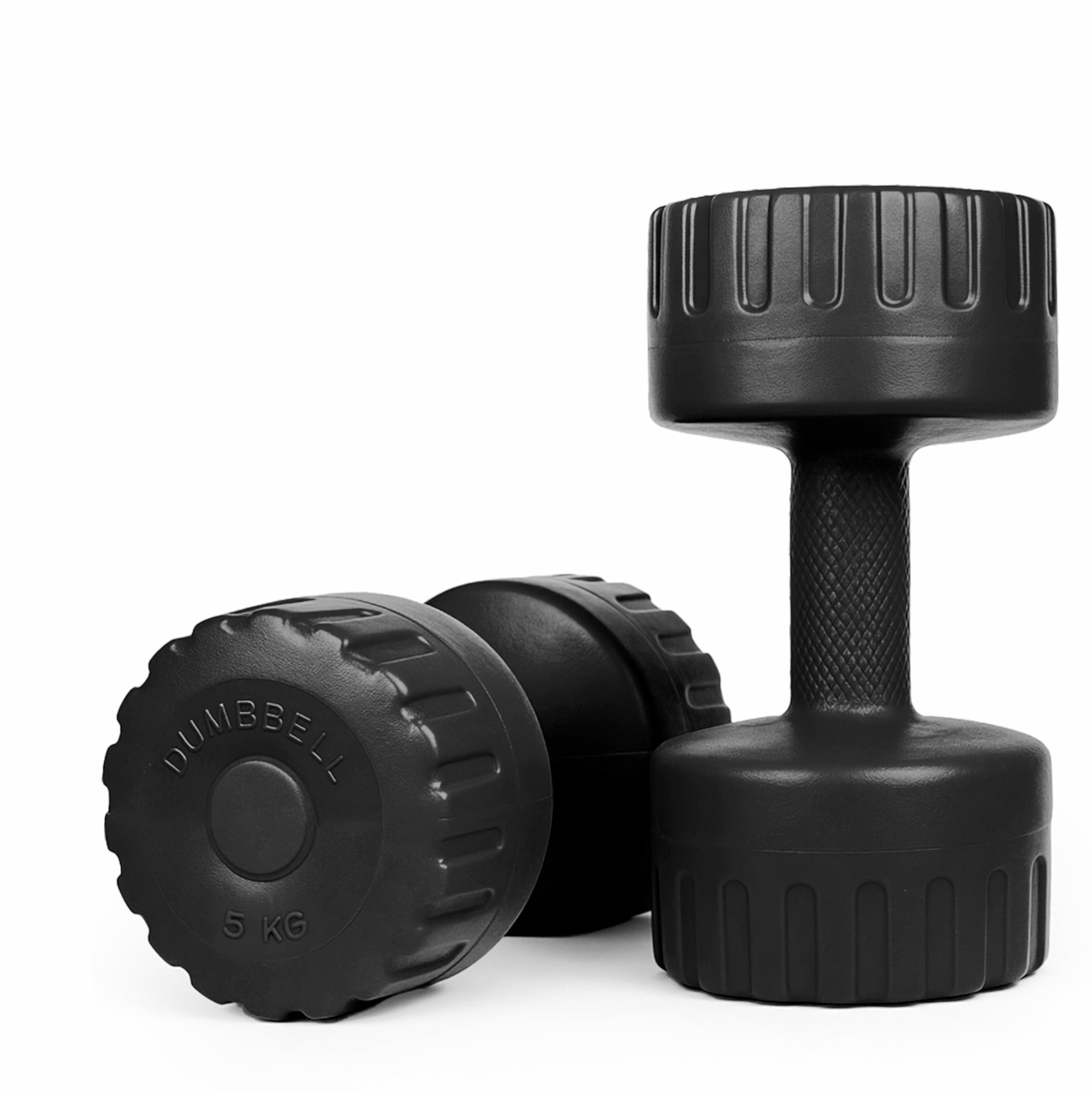 ARTINO 5 Kg Pair PVC Dumbbells Set For Home Gym, Exercise & Fitness Dumbbell (Black) Fixed Weight Dumbbell (5kg X 2Pc)