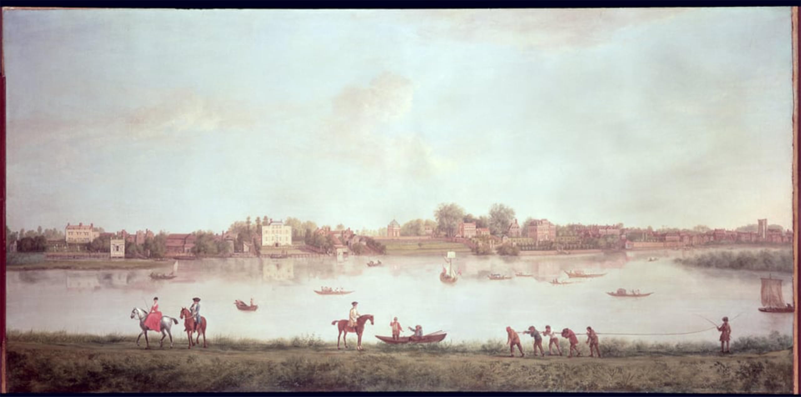 SERENDIPITP Vintage Picture Print on Canvas Wall Art Poster the Thames At Twickenham by Peter Tillemans Artwork Print Poster for Wall Decor 60x90cm