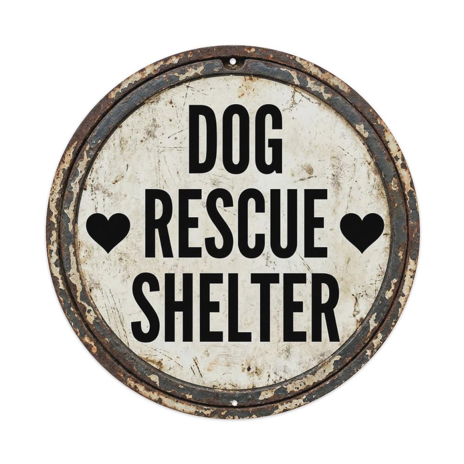 Vintage Dog Rescue Shelter Decor Vintage Metal Tin Sign Plaque Wall Decor for Cafe, Club Bar, Office, Garden Metal Poster 8x8Inch