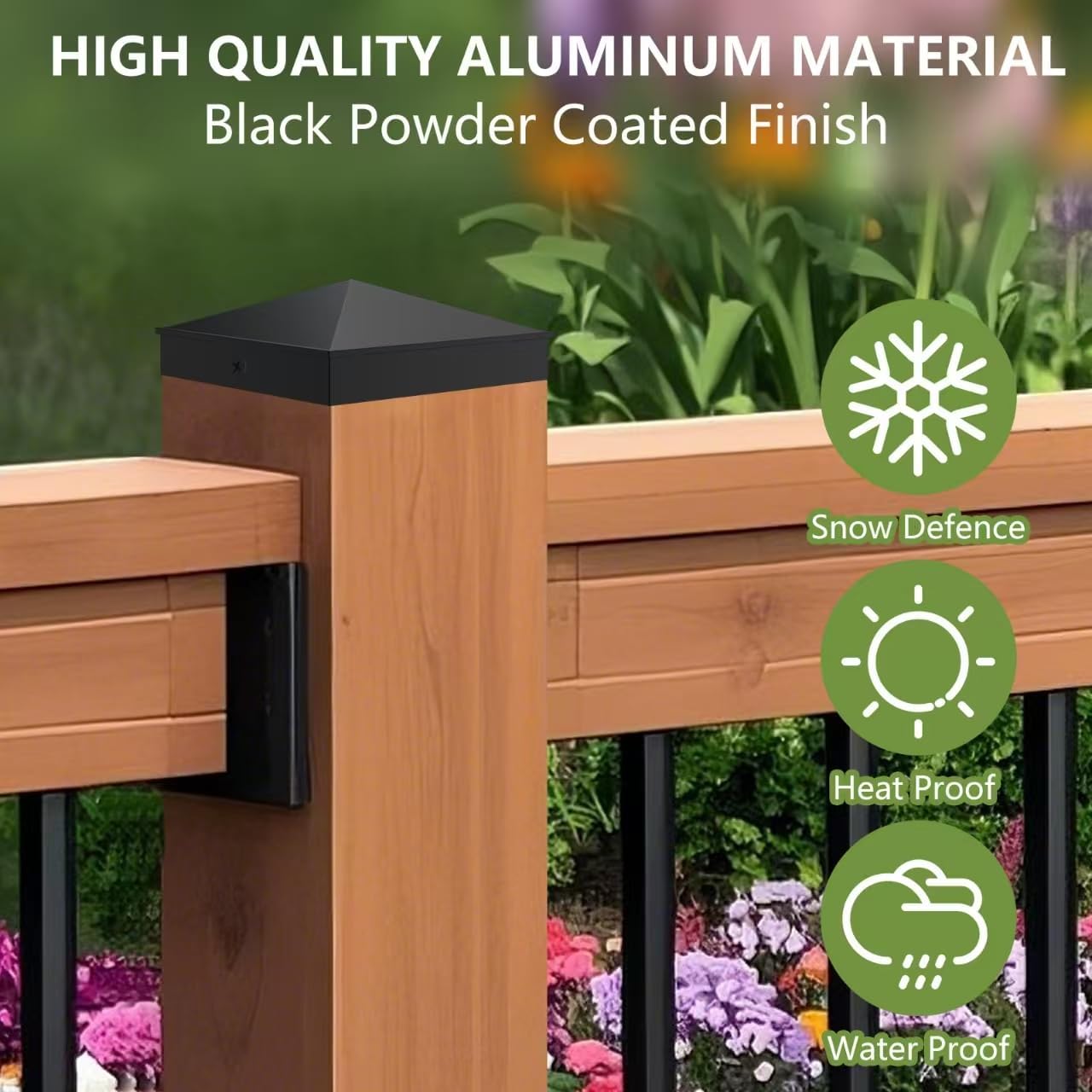 24 Pcs Black 4“x 4“(Actual 3.5" x 3.5") Aluminum Pyramid Fence Post Caps,Black Matte Post Covers Fit 4x4 Nominal Wood Post for Fence Wood Post of Decks or Corridors