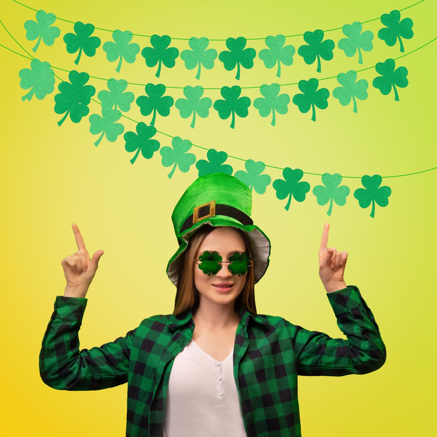 AKH St. Patrick's Day Folienbanner – 3,65 M Grüne Partygirlande Mit Kleeblatt & Bier Für Irische Feste