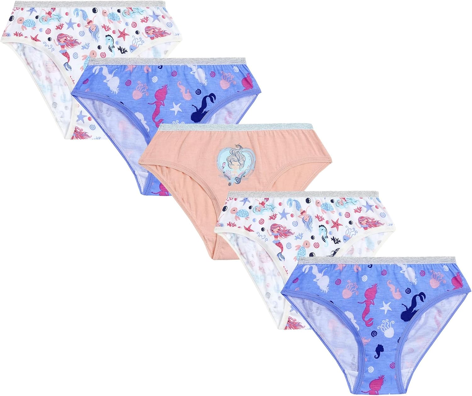 Slip Bambina Paw Patrol Skye &amp; Unicorns - Confezione Da 5, 100% Cotone, Taglie 18 Mesi-7 Anni