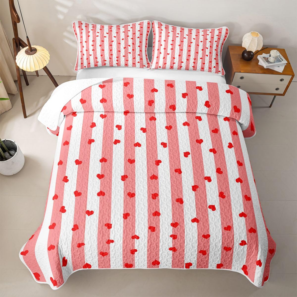 Homewish Set copripiumino singolo a righe rosse 2 pezzi