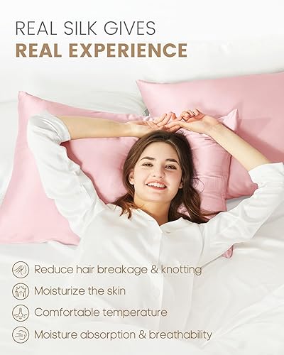 Miniatura 36 de THXSILK Funda de almohada de seda de morera 100% natural para cabello y piel, tamaño estándar de 20 x 26 pulgadas, funda de almohada de seda suave