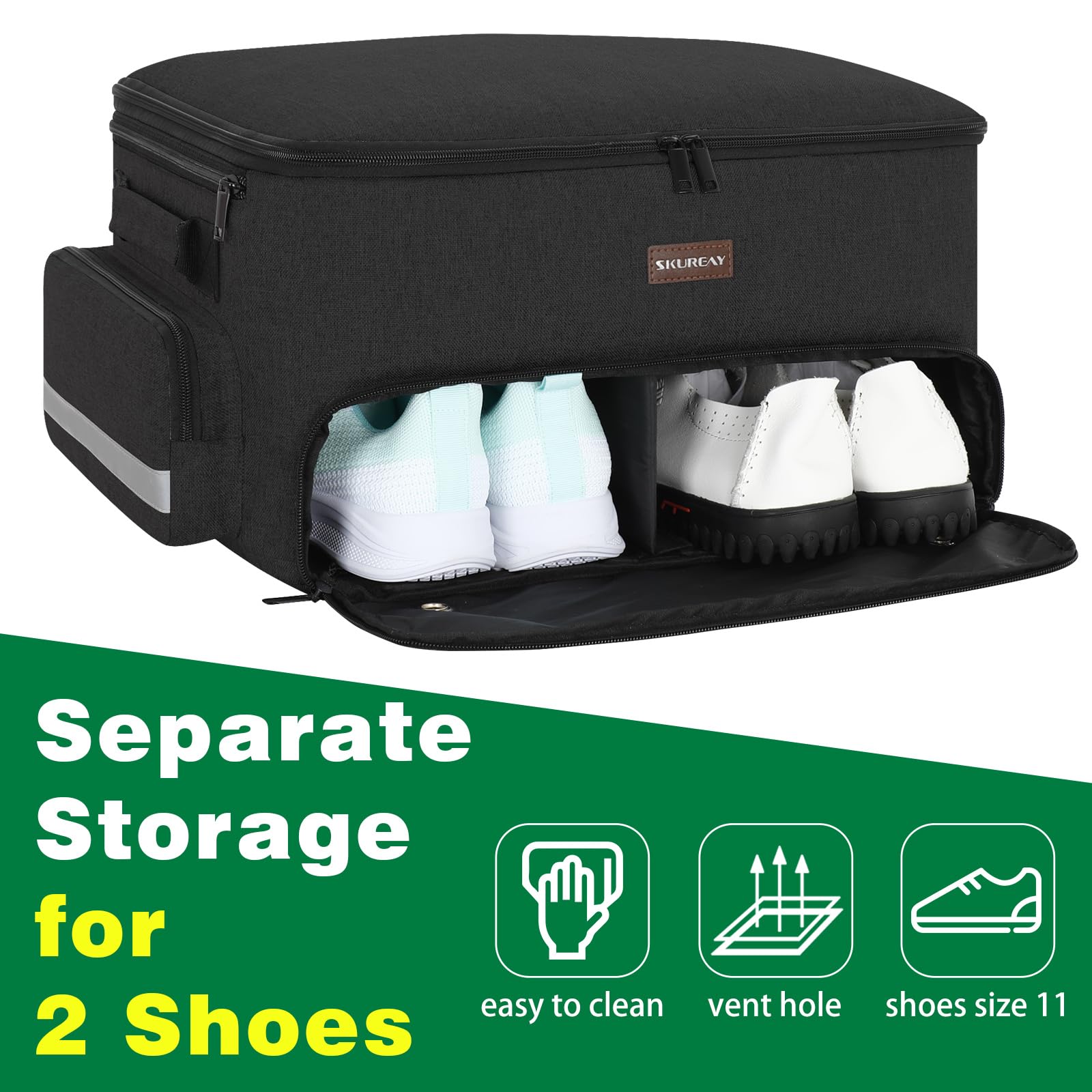 Organizzatore da Golf per Auto, armadietto da Golf a 2 Strati con Scomparto per Scarpe ventilato Separato, Organizer per Auto da Golf Grigio per Accessori da Golf, da Uomo (Nero)