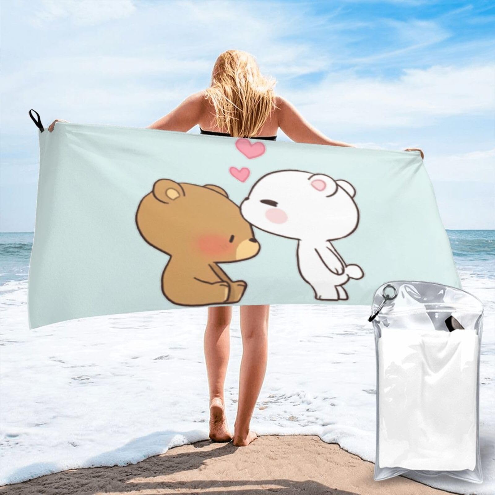 Toalla de baño premium de oso marrón con tejido suave y grande