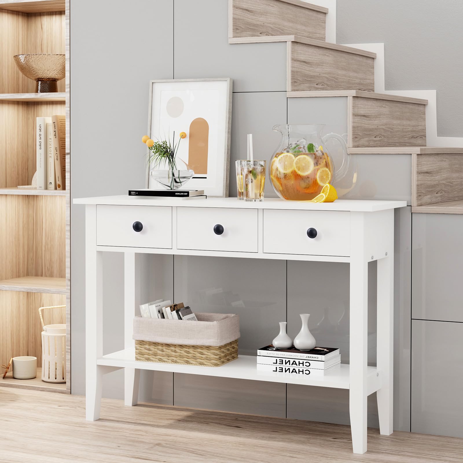Sogeshome Tier Console Table For Entryway White Sofa Table